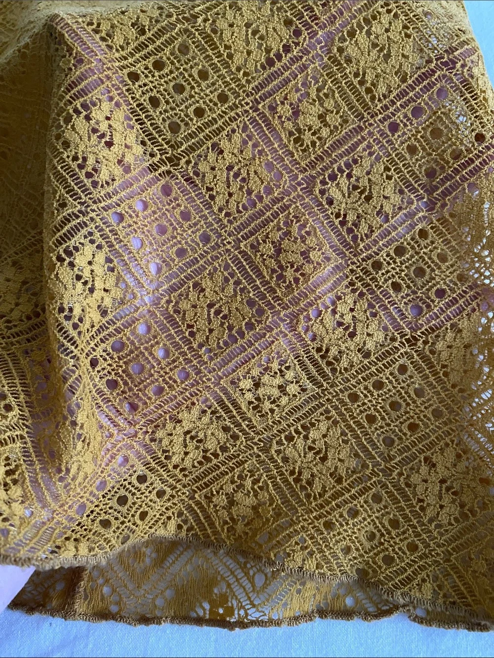 Intimately Free People Sweet Memories Sheer Lace Turtleneck Mustard Yellow XS - Picture 11 of 14